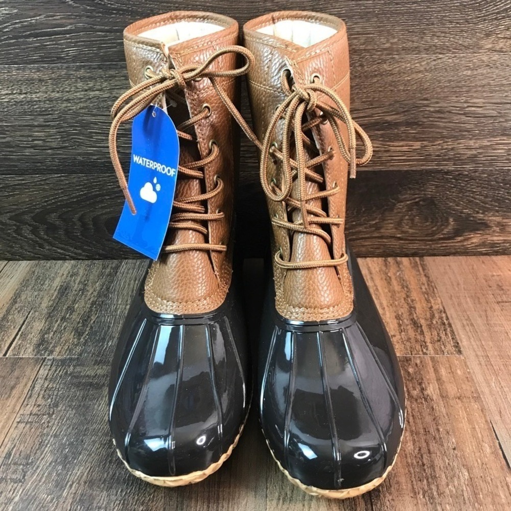 JBU by Jambu Maplewood Waterproof Duck Boots Brown Black Women's 8.5 Rain Boots